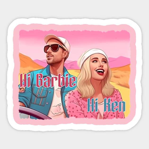 HI Barbie Hi Ken Barbie Sticker TeePublic